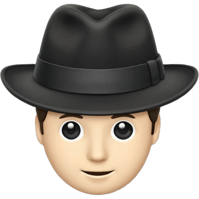 fedora, isolated, transparent background, black emoji