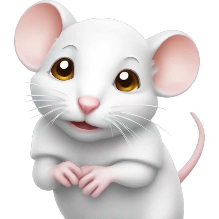 Cute white mouse is very cold emoji