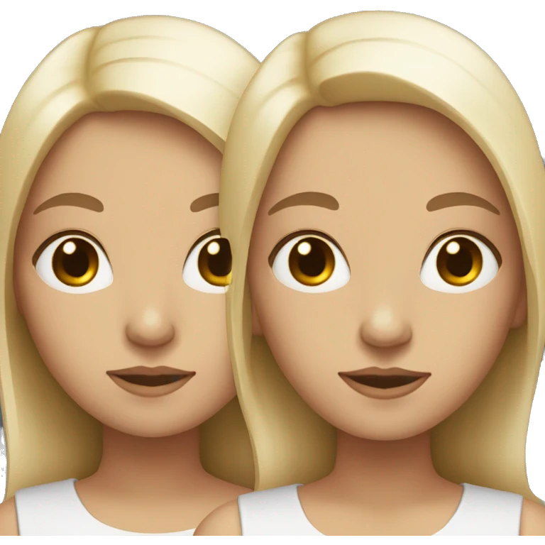 Two white sisters with middle straight hair emoji