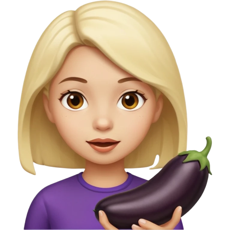 girl eating a black eggplant emoji