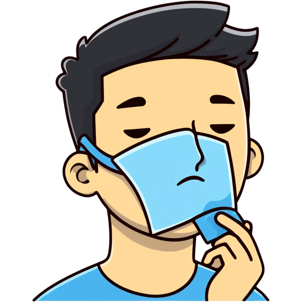 Person holding square ice pack on swollen cheek emoji
