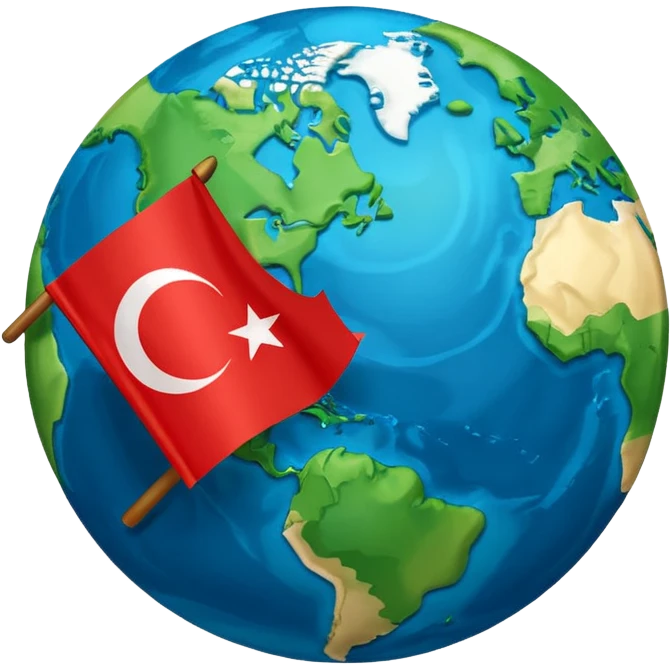 Draw me an emoji of planet Earth with the flag of Turkey on it. emoji