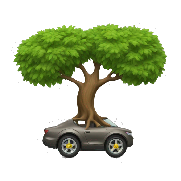 tree going fast with wheels as hind emoji