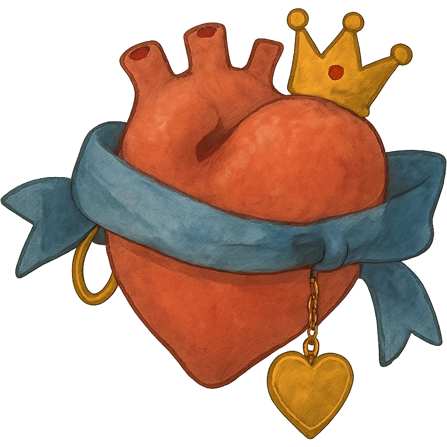 a heart with accessories, soft and painterly, ghibli style emoji