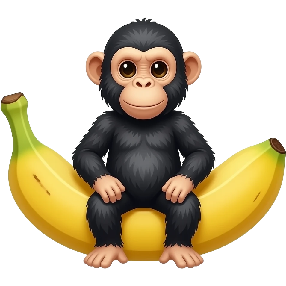 A chimpanzee inside a banana emoji