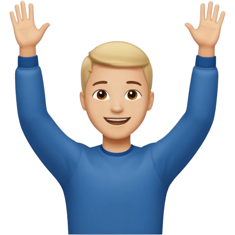 Young man doing celebration pose emoji