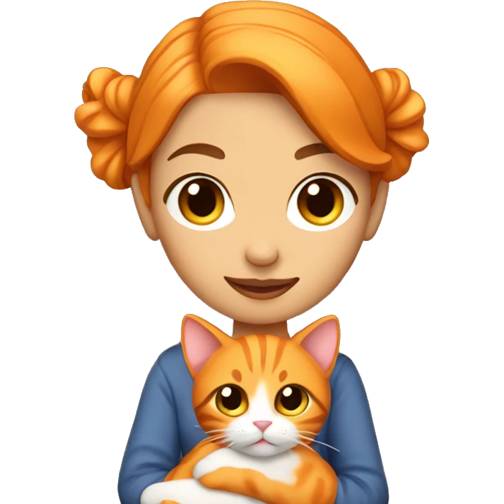 pretty woman holding orange cat emoji