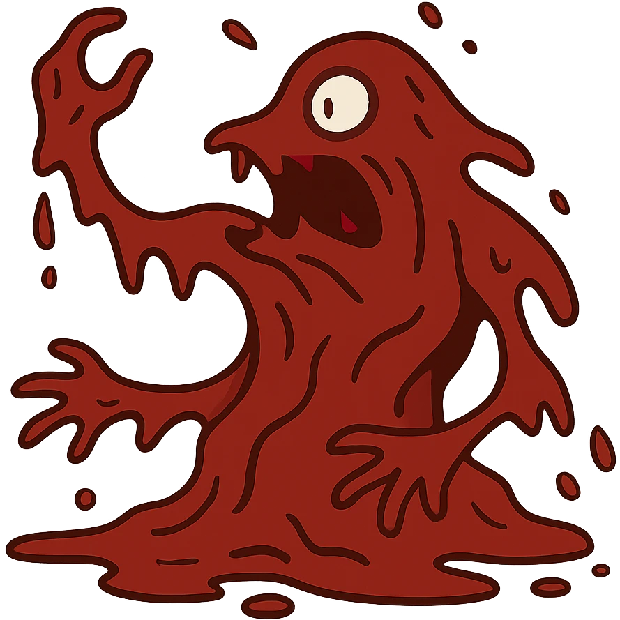 flat toon style shapeshifting bloody monster made of blood emoji