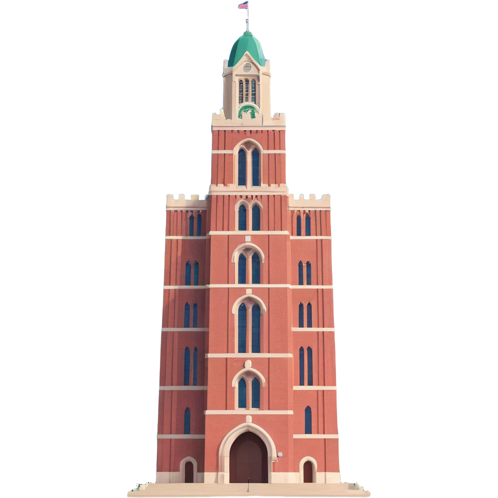 realistic emoji of Beaumont Tower at Michigan State University, straight-on view, full tower visible, accurate colors, no yellow hue emoji