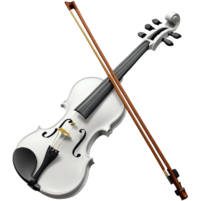 A pristine, pure white violin, highly detailed and elegant, subtle sparkle and soft glow, wearing a small festive New Year hat, animated style, 3D shading, high resolution, cheerful and festive mood, minimalistic background, perfect for Telegram premium emoji or sticker emoji