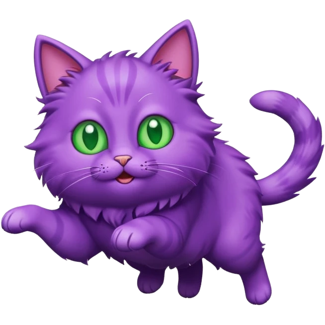 funny purple cat jumping after a fly emoji