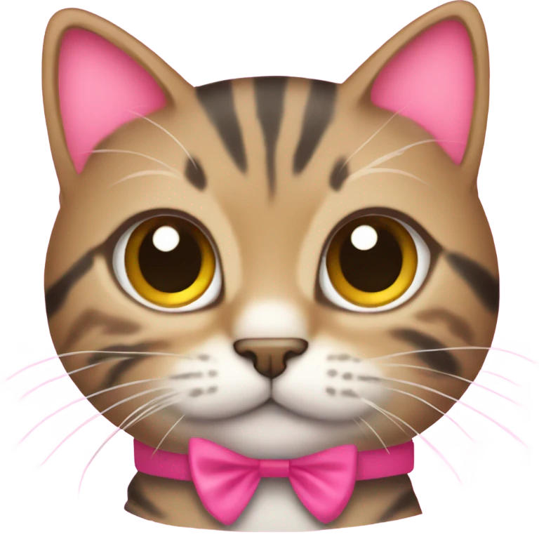 Tabby cat full body pink bow collar emoji