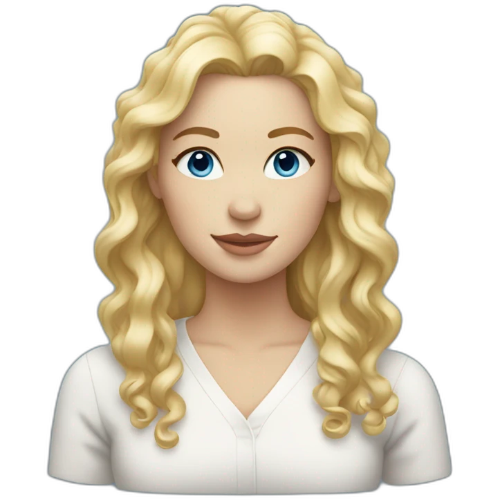 blond women , neck curly hair,white skin , blue eyes emoji