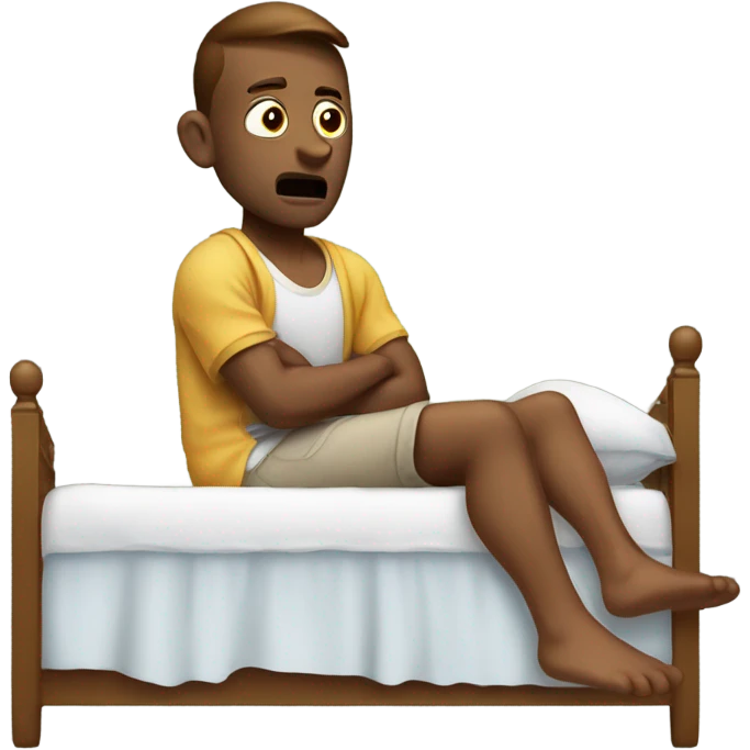 Man in bedroom cramp in calf  emoji
