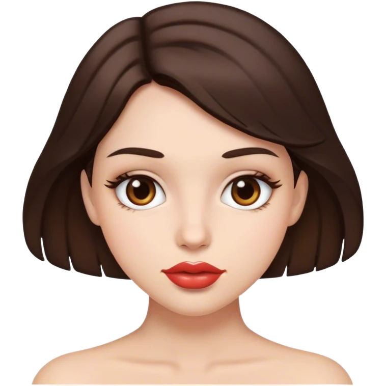 Brunette girl with full lips and brown eyes emoji