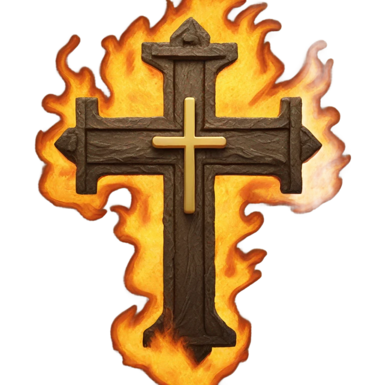 Cross with earth on fire  emoji