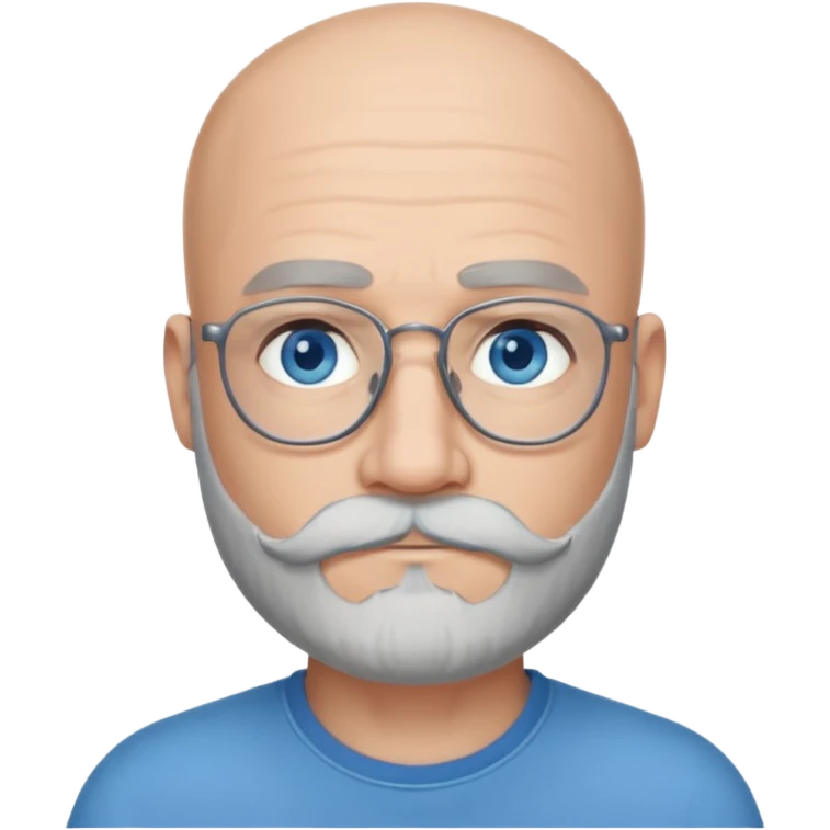 Bald man with blue eyes grey beard and moustache. Hipster.  emoji