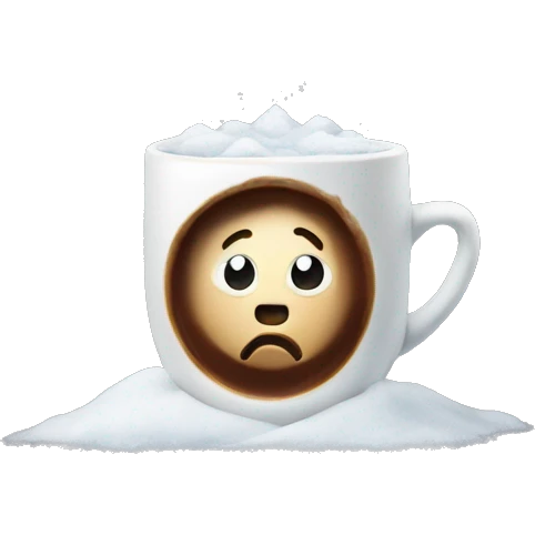 Winter coffee with little heart and snow auround him  emoji
