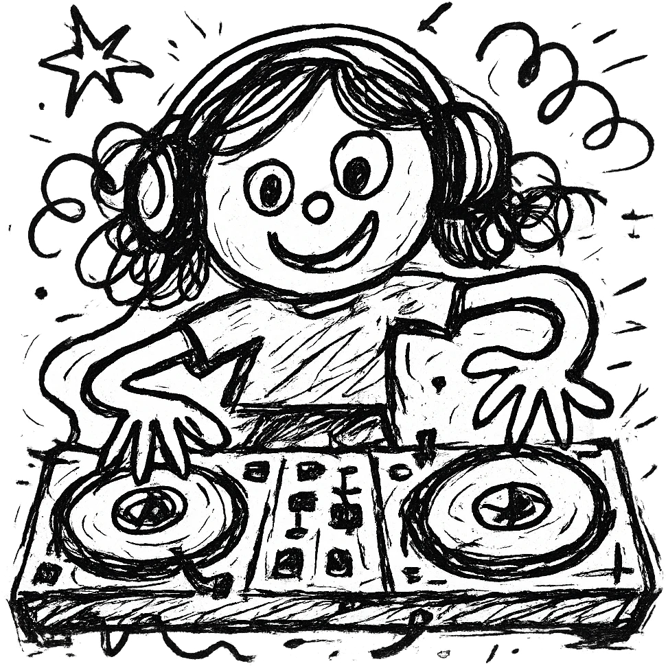 girl playing DJ set emoji