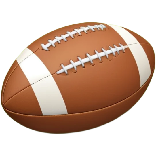 A rugby ball resting on a grassy field, with goalposts in the background. The scene captures the essence of the sport, with the field clearly marked and ready for a game, highlighting the intensity and teamwork of rugby. emoji