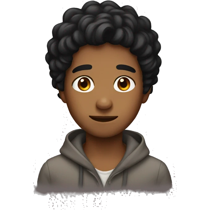 brown boy with long black hair emoji