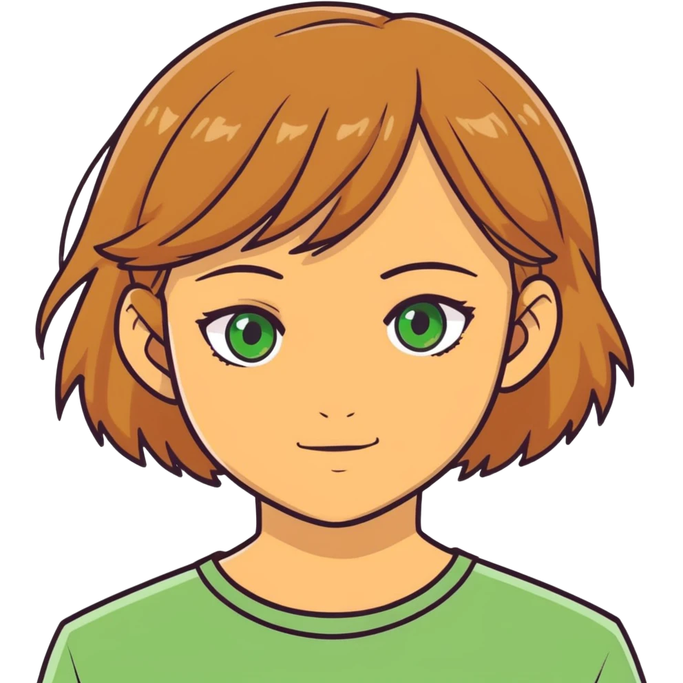 Green eyes light brown hair tan skin  emoji