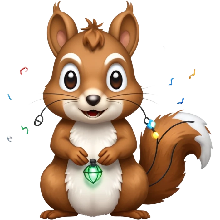deranged squirrel covered in Christmas lights with snow  emoji