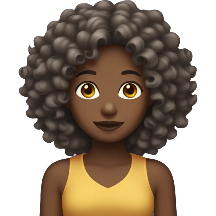 Girl with curly large hair and light black skin  emoji