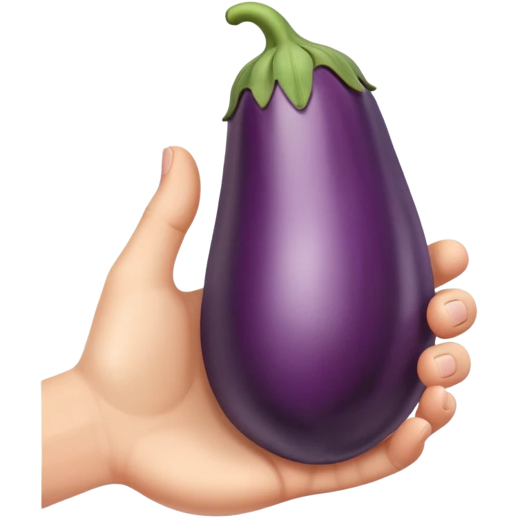 Hand holding an eggplant emoji