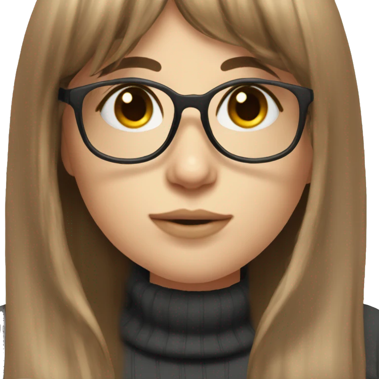 egirl with long brown hair and bangs and glasses emoji