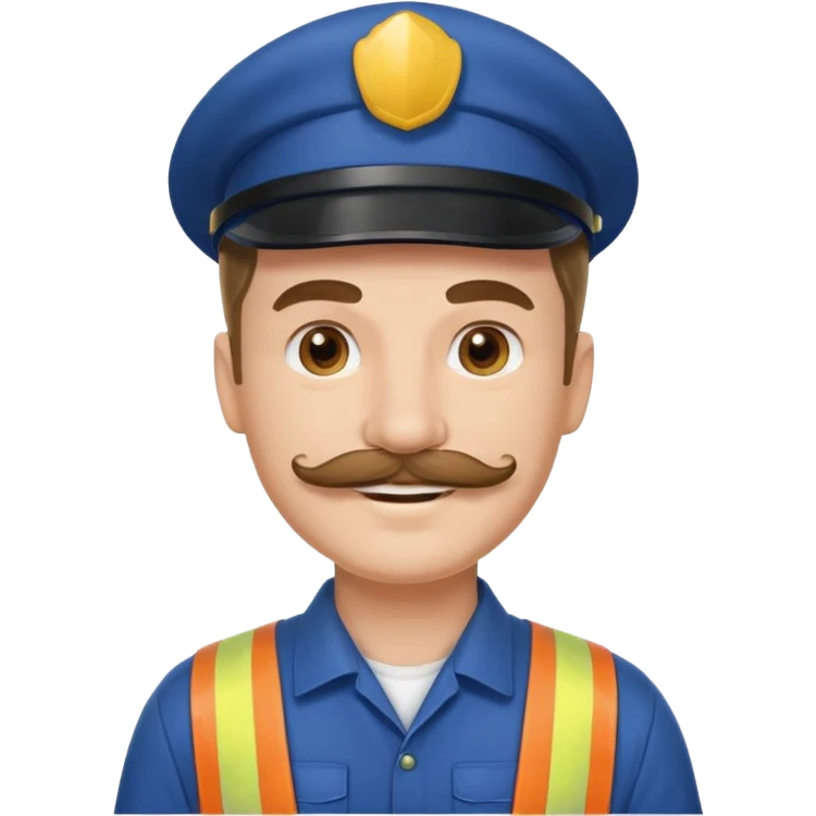 white men with mustache wear worker's uniform emoji