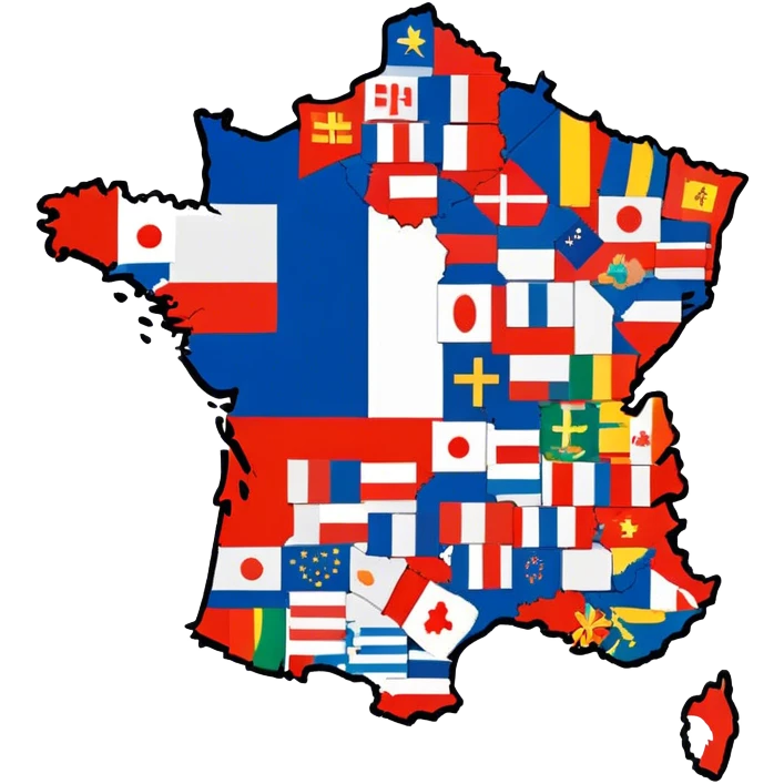 outline france with flags from around the world emoji