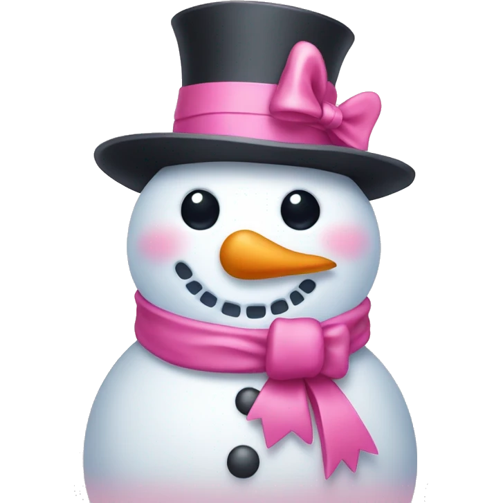 coquette snowman with a pink bow emoji