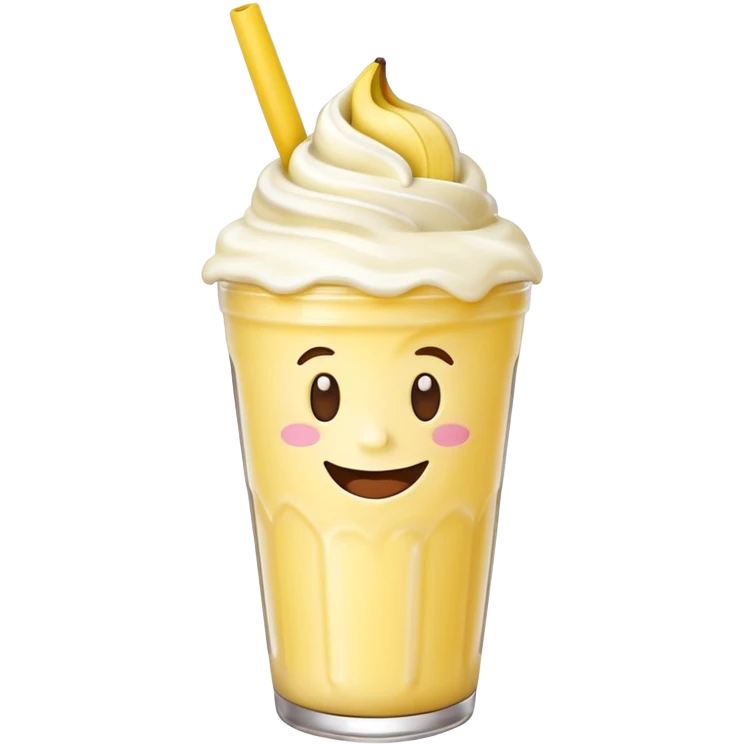 milkshake with a face, banana emoji
