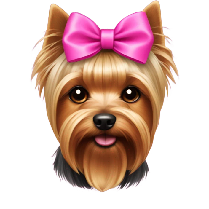 Pink bow on a yorkie  emoji