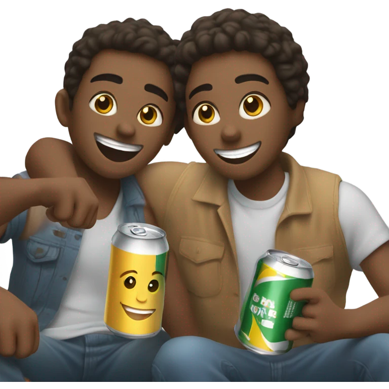 3 friends having a beer emoji