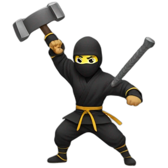 Ninja smashing with hammer emoji