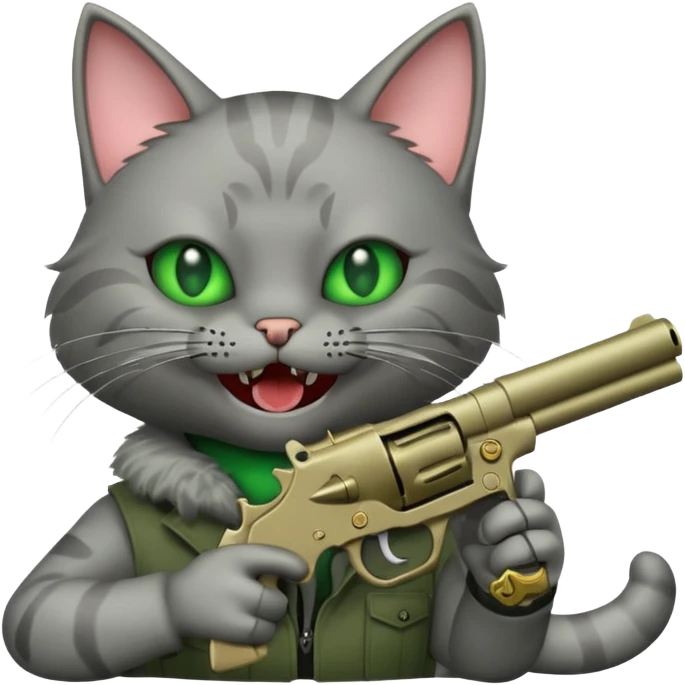 A cat with a gun evil laughing emoji