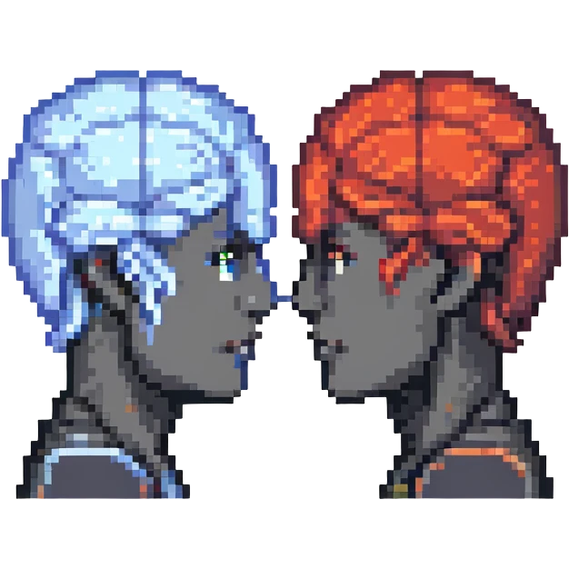 two speaking heads facing each other emoji