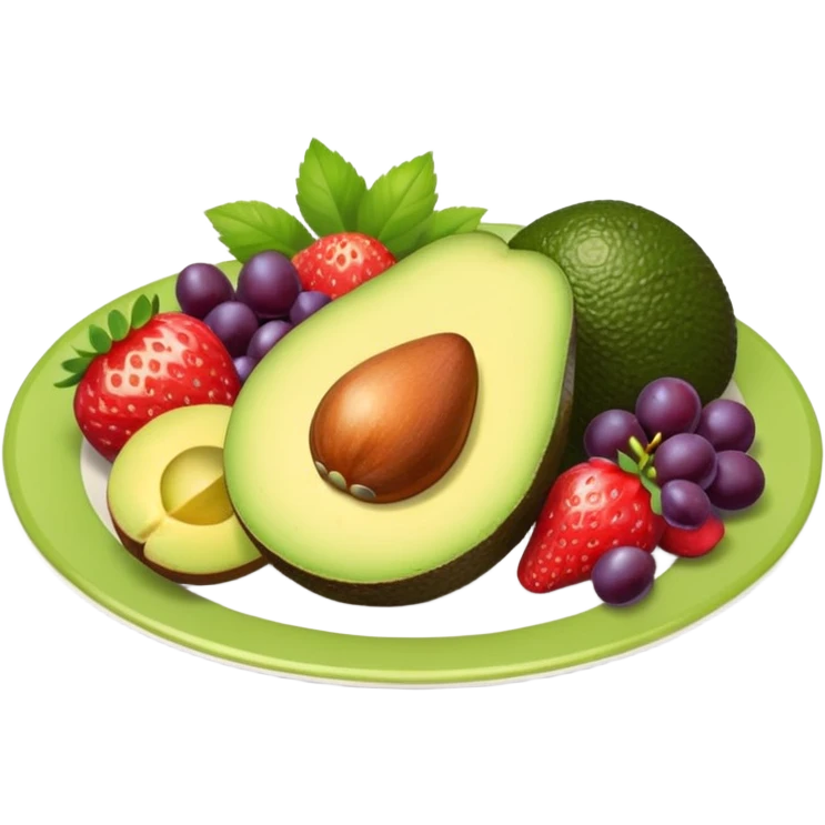 plate with avocado and fruit emoji