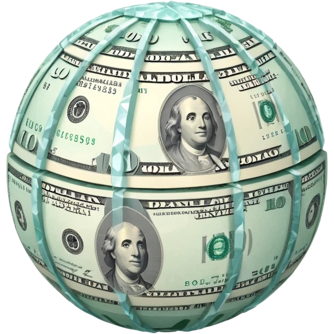 Snow ball with dollar bills  emoji