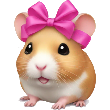 hamster with a pink bow on her head emoji