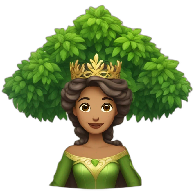 Princesa del bosque con piel de arbol emoji