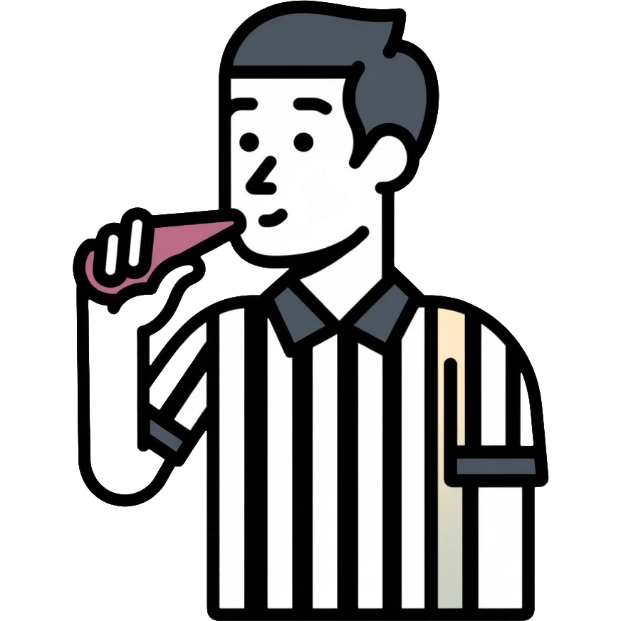 referee blowing a whistle, wearing striped shirt emoji