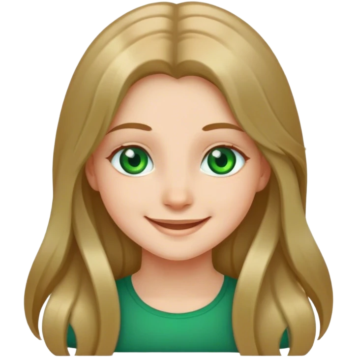 smiling girl with long hair green eyes emoji