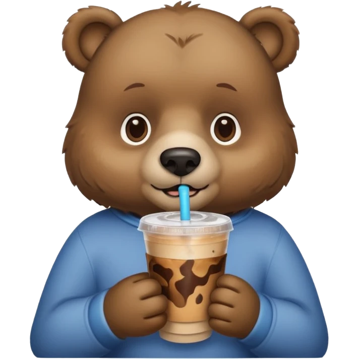 Bear drinking iced coffe emoji