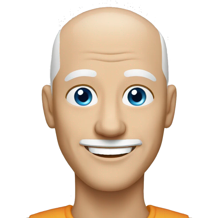 bald older white man blue eyes smiling  emoji