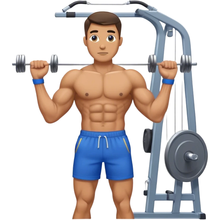 standing fit man with blue shorts cable-machine-exercise emoji