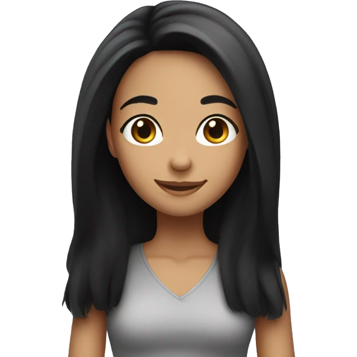 Girl with long black hair smiling  emoji