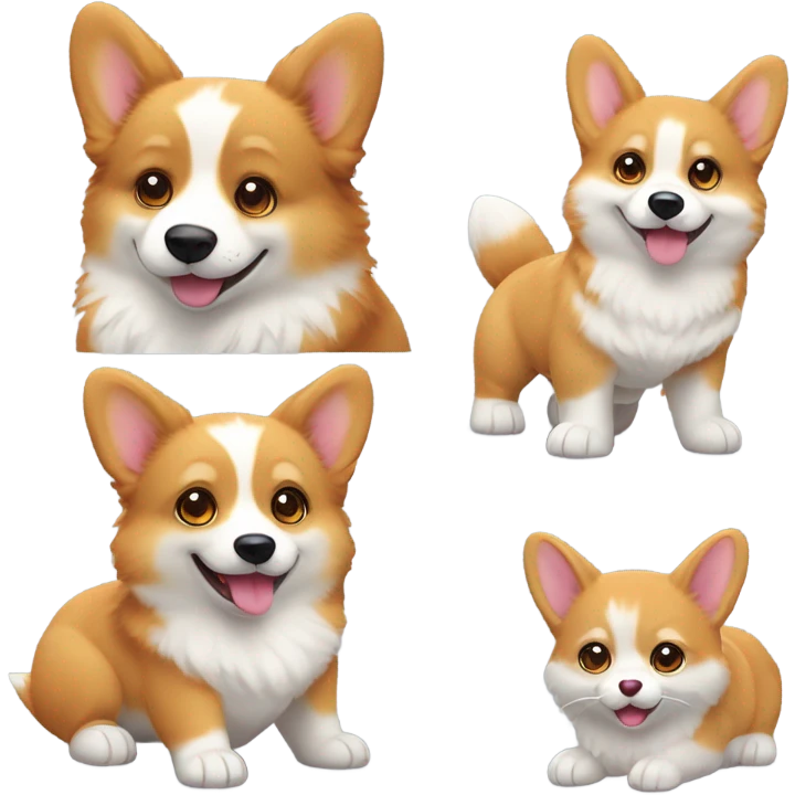 Gray corgi and orange kitten emoji